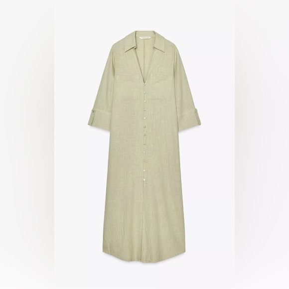 ZARA LINEN SHIRT DRESS
Color : LIGHT KHAKI * Size : S - Picture 6 of 8